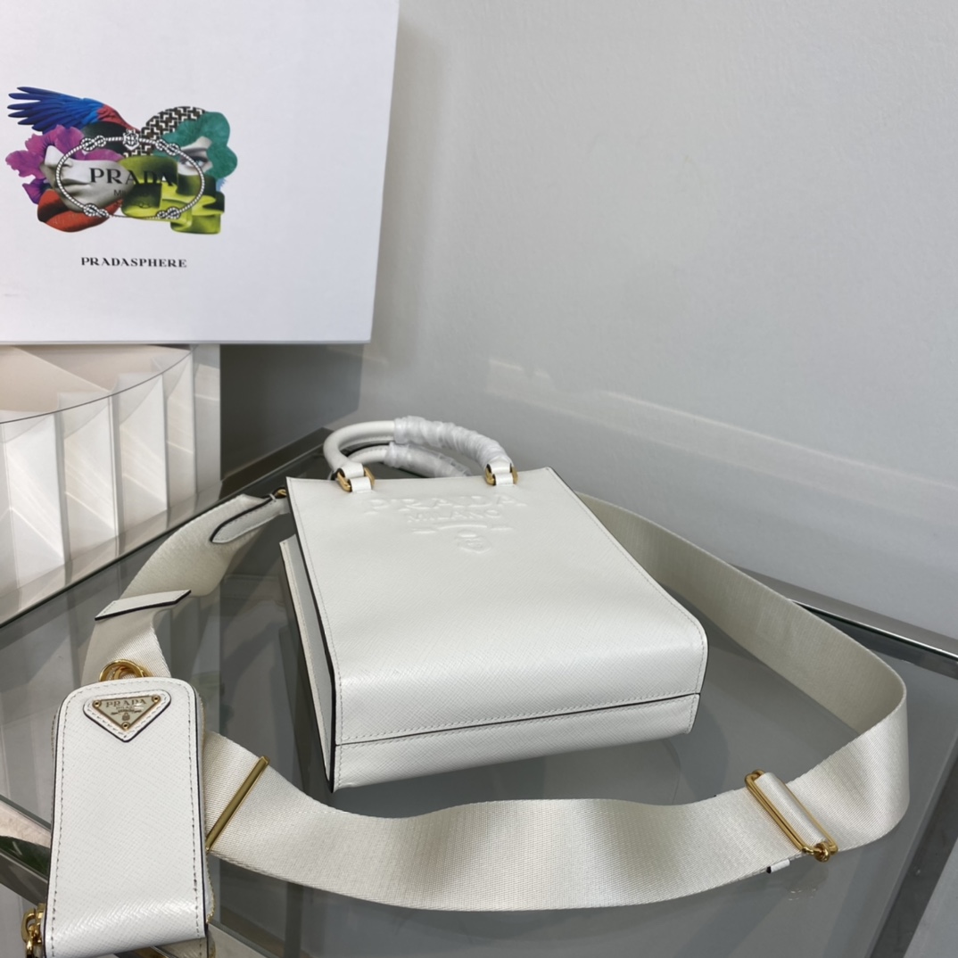 Prada Mini Saffiano Leather Bag Shoulder Bag White 1BA333